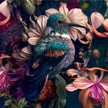 Farbenfrohes Gemälde eines Kolibris