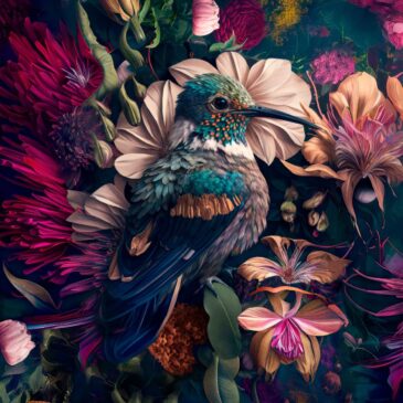 Farbenfrohes Gemälde eines Kolibris