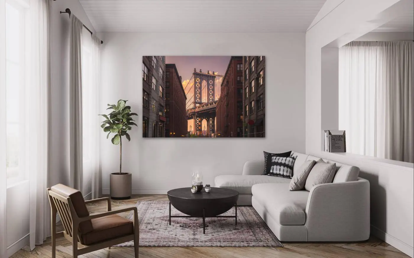 Fotokunst Manhattan bridge als woestijnstad
