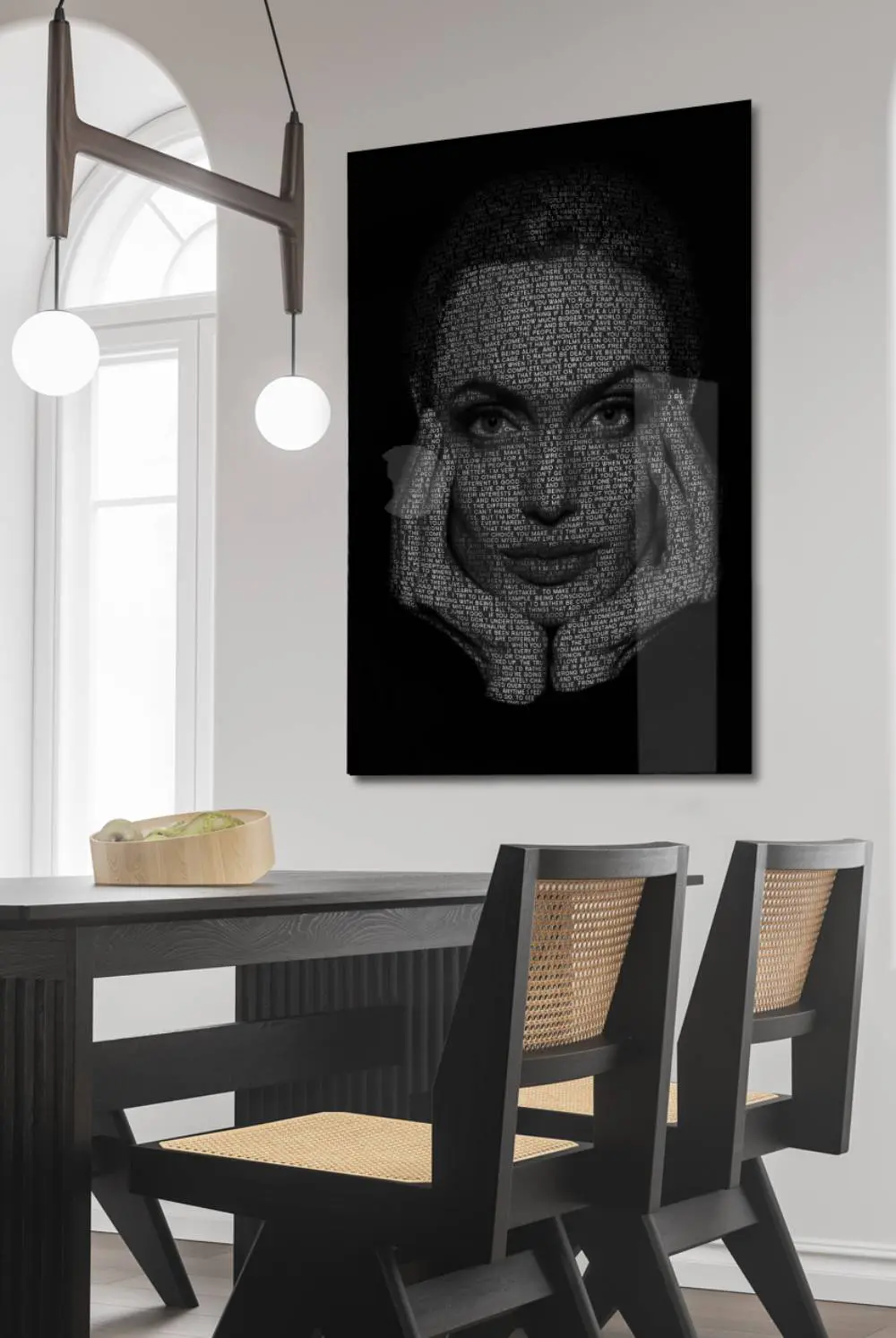Black and white wall art van Angelina Jolie