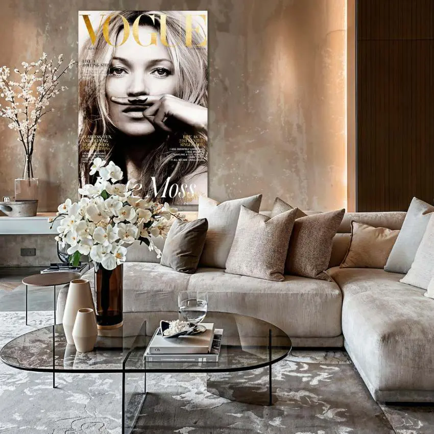 Artwork van fashion cover met Kate Moss