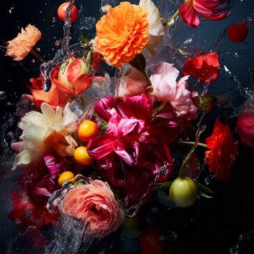 Kleurrijk schilderij van bloemen
