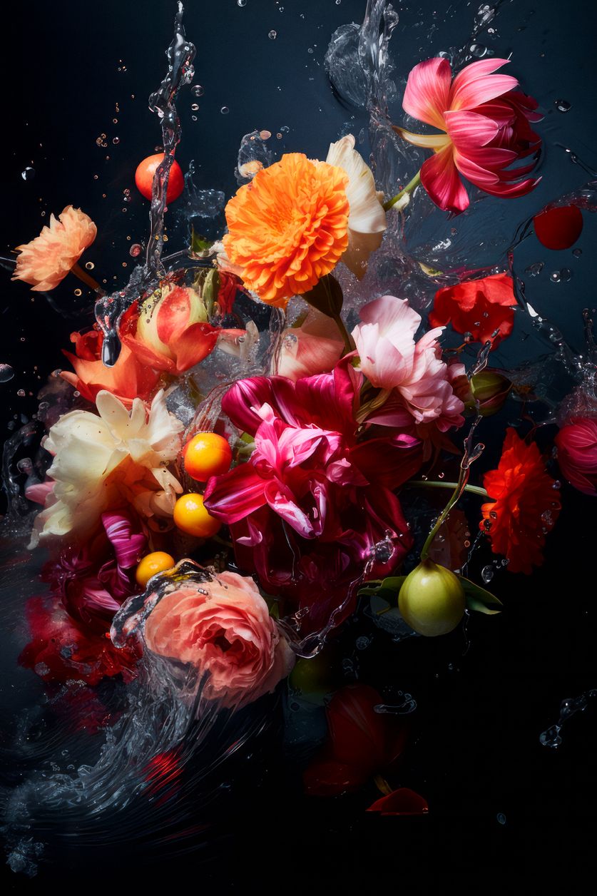 Kleurrijk schilderij van bloemen
