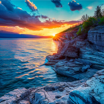 Kunstfoto eines Sonnenuntergangs am Meer