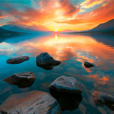 Decoración de pared de atardecer junto al mar.
