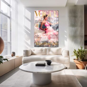 Tableau d'une couverture de magazine avec Angelina Jolie