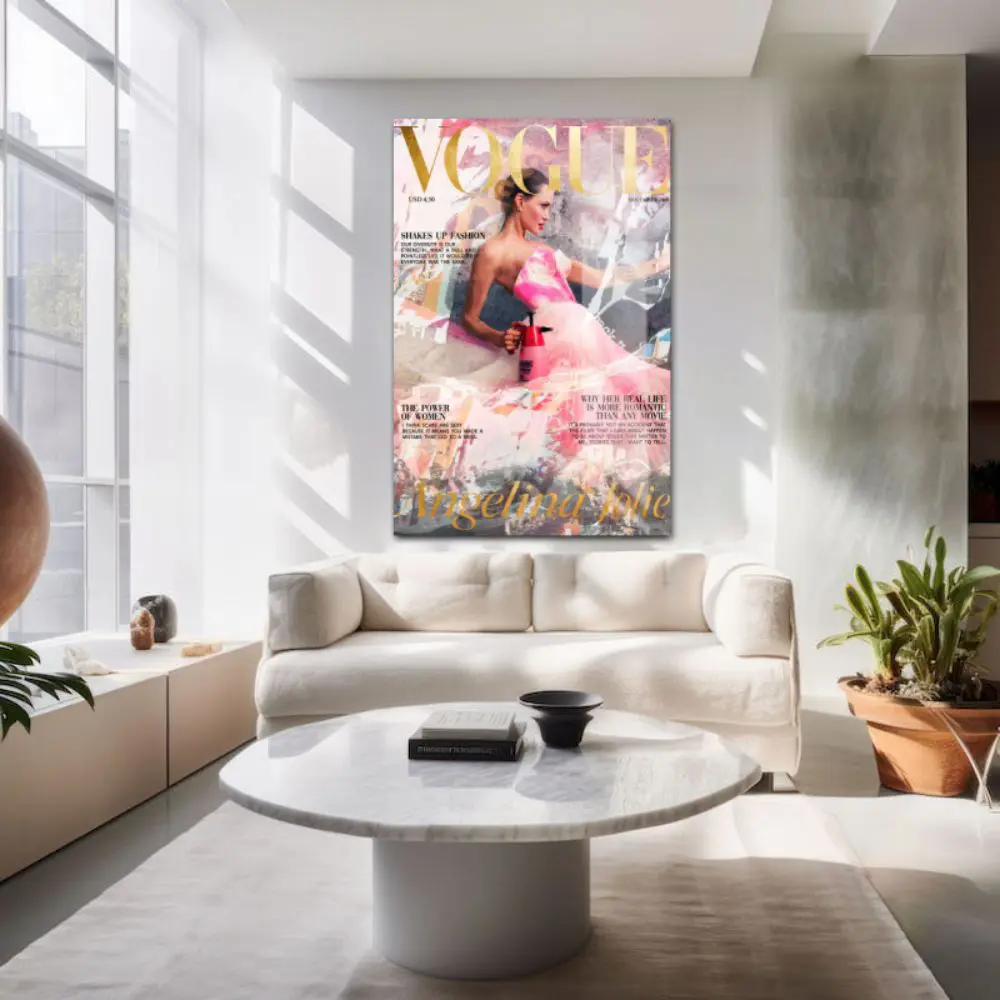 Schilderij van fashion cover met Angelina Jolie