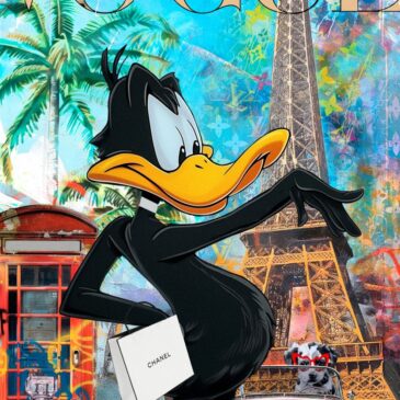Schilderij van fashion magazine cover met Daffy Duck