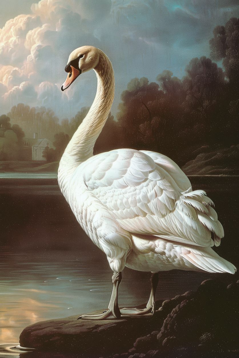 Wall art stilleven van een zwaan