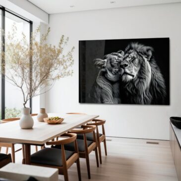 Unieke muurkunst van leeuwenpaar