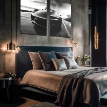 Diptyque en noir et blanc représentant une voiture de luxe