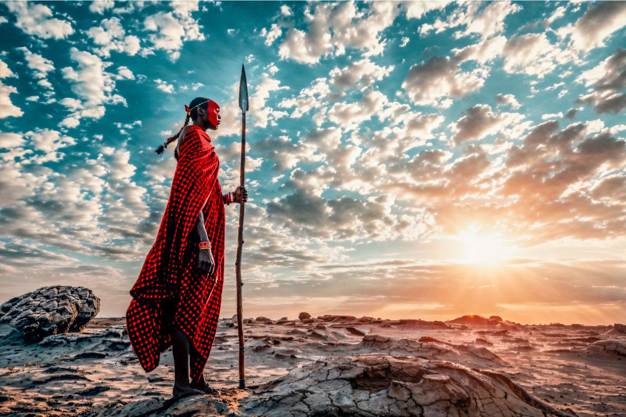 Tribal wall art van Masai stamlid