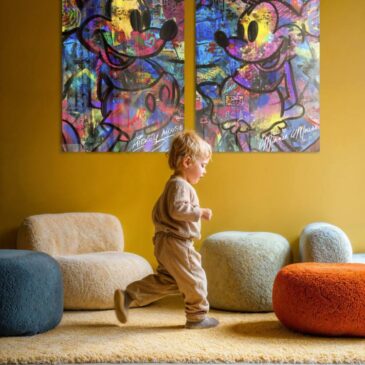 Fotokunstwerk in pop art-stijl met Mickey Mouse