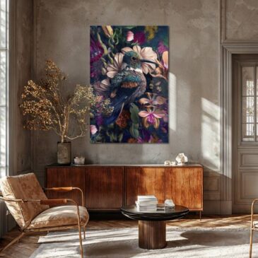 Farbenfrohes Gemälde eines Kolibris