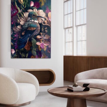 Farbenfrohes Wandbild eines Kolibris