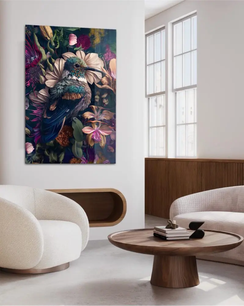 Bunte Wandkunst eines Kolibri
