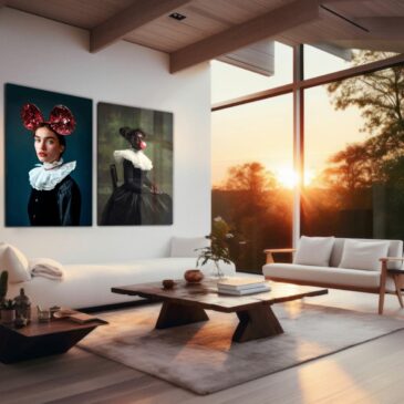 Portrait moderne et ludique en diptyque de maître ancien