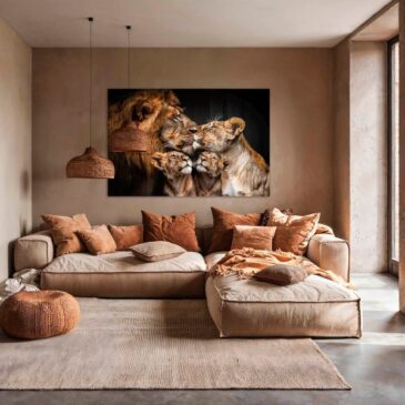 Wandbild mit Löwenfamilie