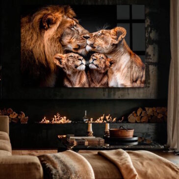 Wandbild mit Löwenfamilie