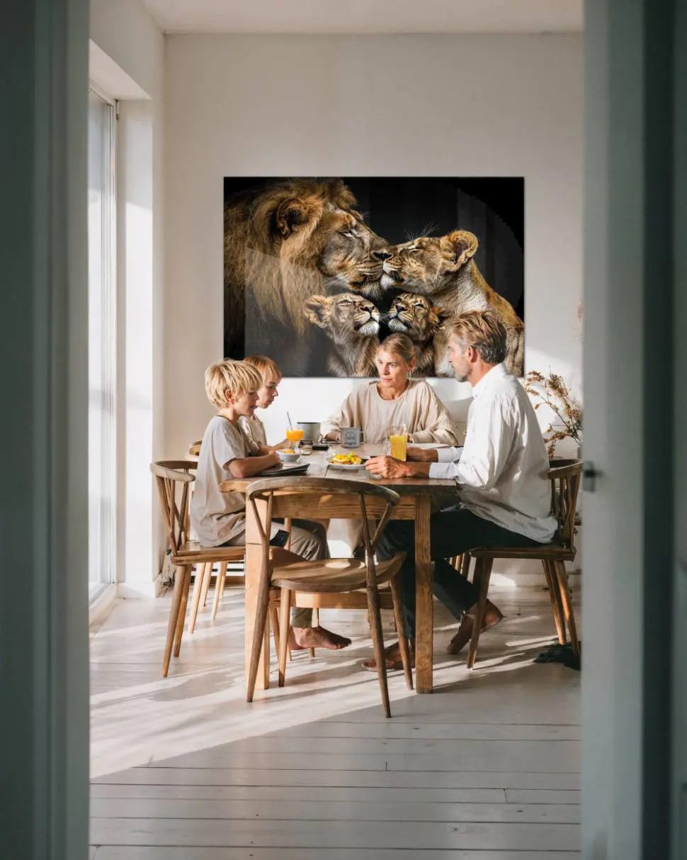 Muurkunst van leeuwen familie