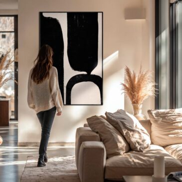 Abstract zwart wit schilderij