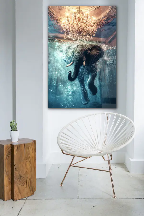 Artistic photo art of a swimming elephant