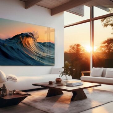 Schilderij van golf in de zee