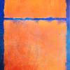 Kleurrijk scghilderij abstract blauw en oranje