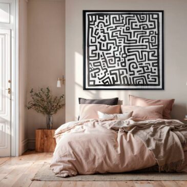 Luxe abstract zwart wit kunstwerk