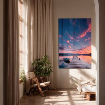 Muurkunst van een zonsondergang