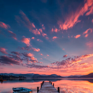 Muurkunst van een zonsondergang