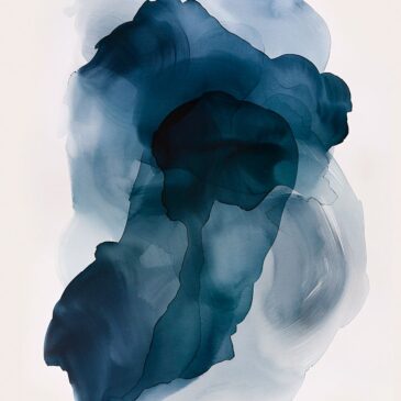 Abstrakte blaue Aquarell-Wandkunst