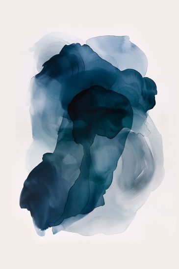 Abstract blauwe aquarel muurkunst