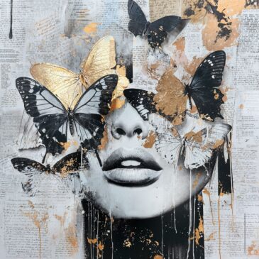 Blissful IV luxury woman portrait wall decoration with black and gold