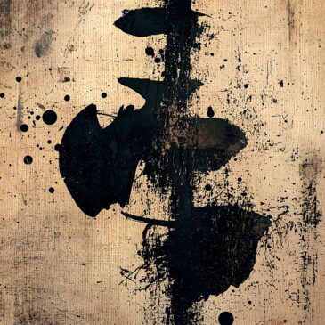 Japanse wanddecoratie met verfstreep