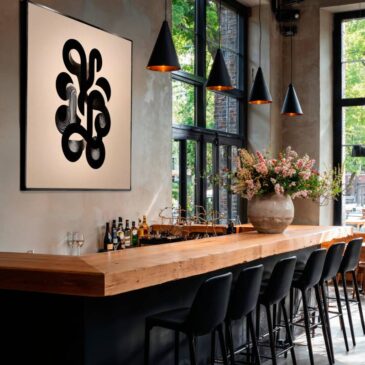 Abstract zwart wit schilderij