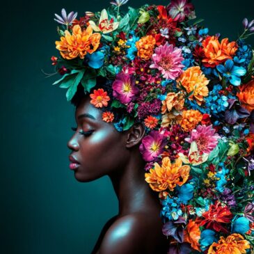 Flower Power Woman IV – ein luxuriöses, florales Frauenporträt mit modernem Look