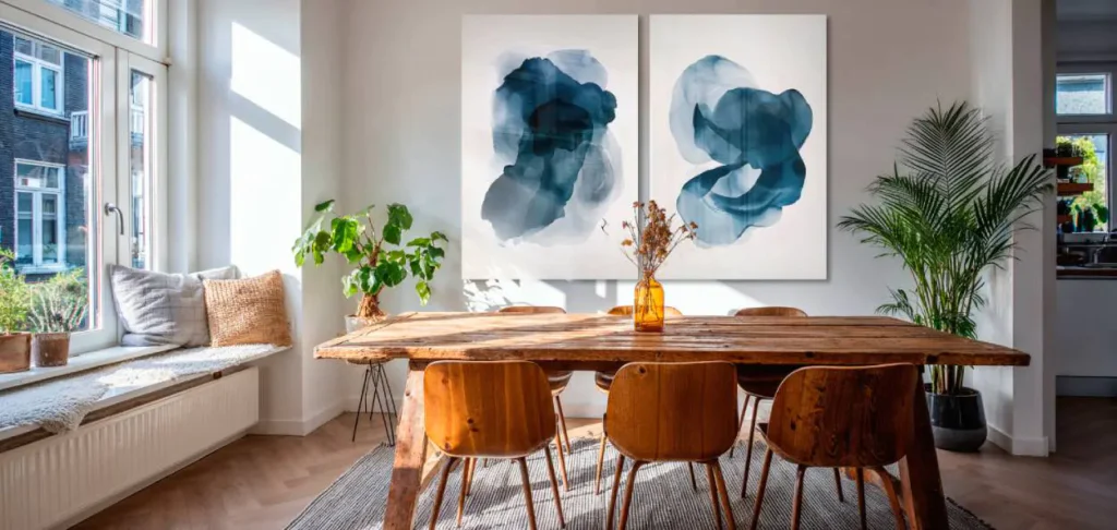 Cuadro de plexiglás de alta calidad con colores intensos y profundos contrastes en comparación con el lienzo tradicional como decoración de pared moderna.