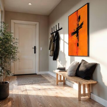 Japanischer Pinsel III: Abstrakte Wanddekoration im Japandi-Stil