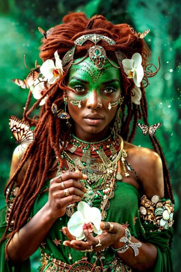 Groene wanddecoratie in diepe smaragd tinten met serene uitstraling