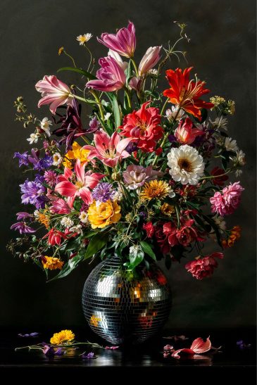 Still Life Disco kleurrijk bloemen stilleven schilderij
