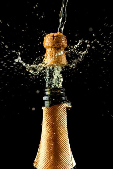 Champagne Celebration luxe schilderij met champagne fles en spetters