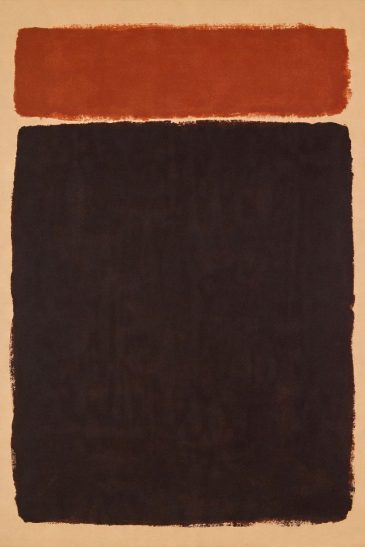 Ember Ash abstract japandi schilderij met warme bruin en roest tinten minimalistische wanddecoratie
