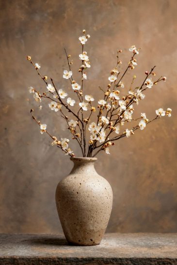 Still Blossom Japandi bloemen stilleven schilderij in zachte beige tinten