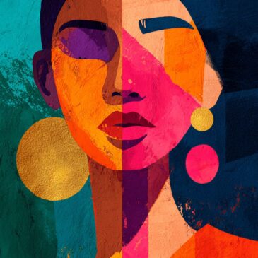 Shapes of Identity – abstract vrouwelijk portret met geometrische kleurvlakken
