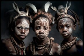 Wall art of African culture: Tribal Boys