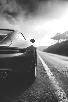 Art mural noir et blanc de la voiture de luxe