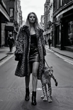 Wall art of sexy woman with leopard