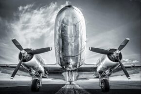 Black and white photo art of an airplane