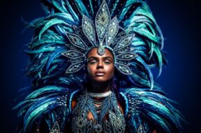 Speels kleurrijk portret van de queen of carnaval
